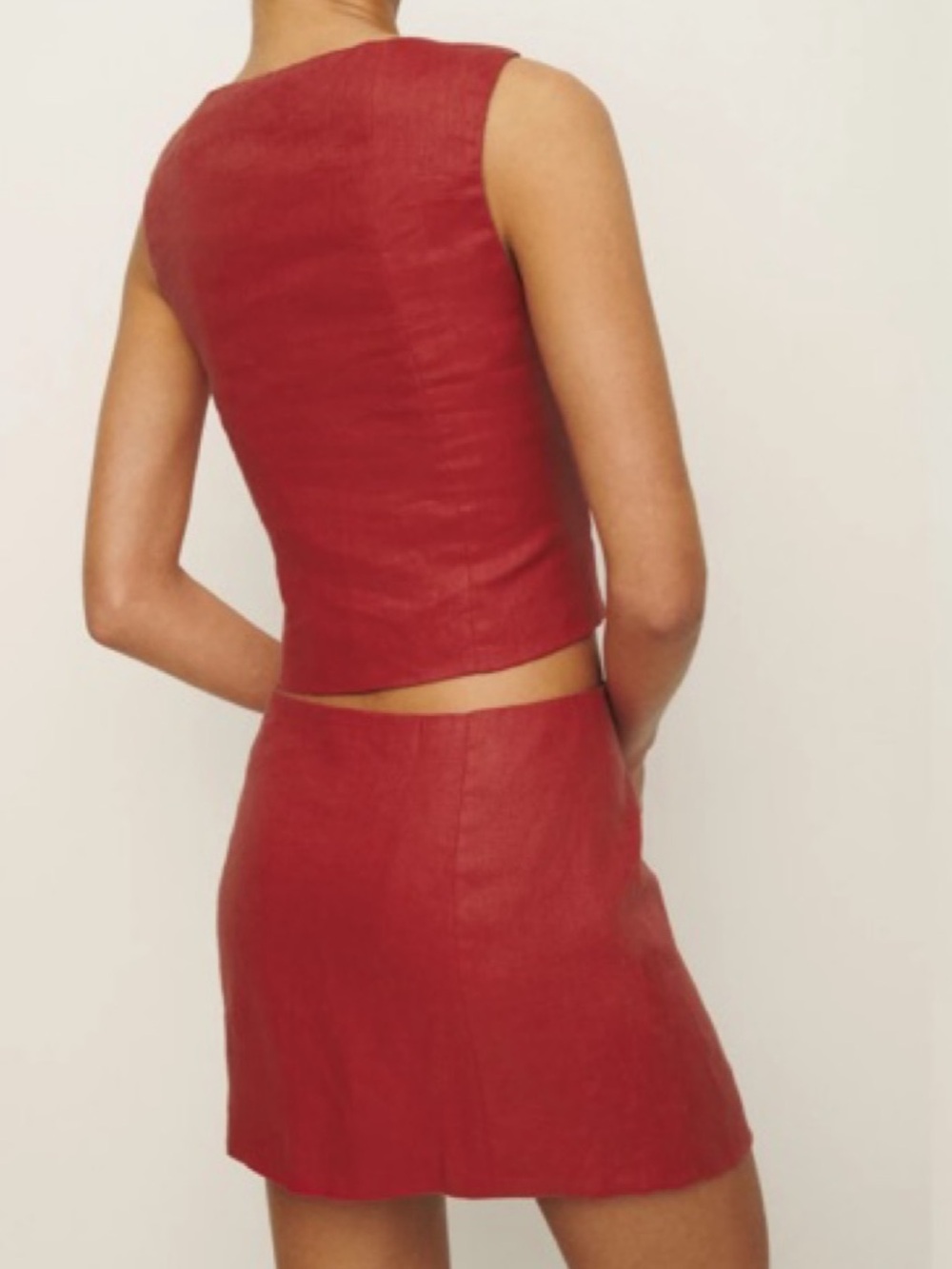 Reformation Red Two-Piece Crop Top and Mini Skirt Set - Picture 4 of 14